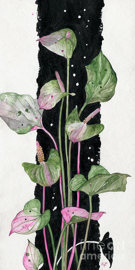 Lily Painting - Flower Anthurium 02 Elena Yakubovich by Elena Daniel Yakubovich