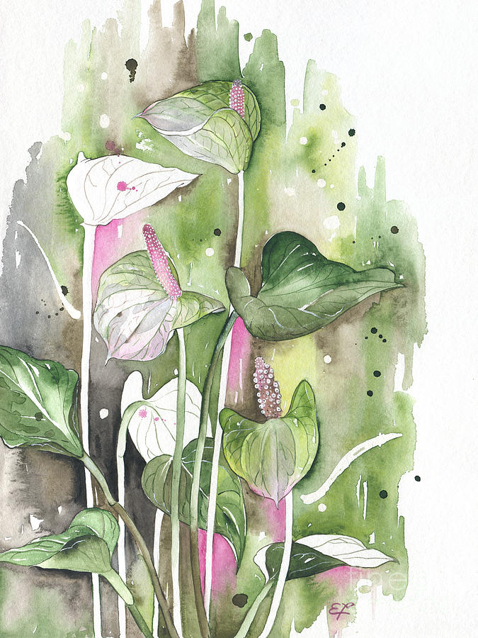 Nature Painting - Flower Anthurium 04 Elena Yakubovich by Elena Daniel Yakubovich