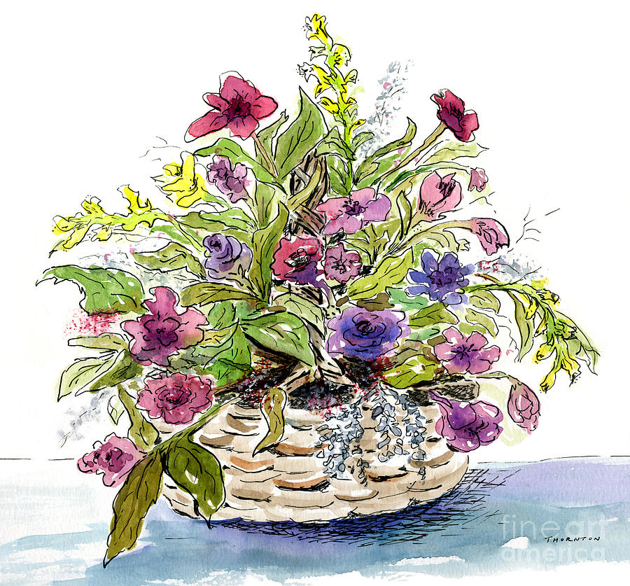 Flower Basket I Painting by Diane Thornton