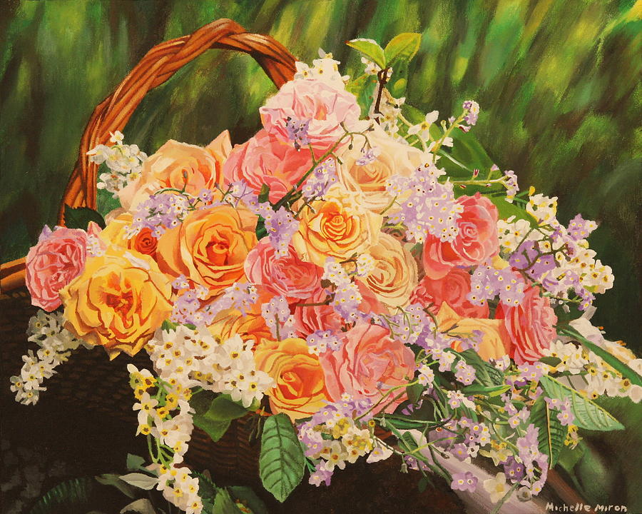 Flower Basket Painting by Michelle Miron-Rebbe