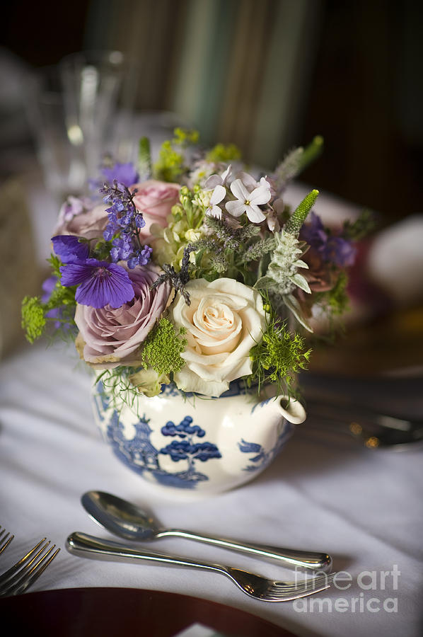 Flower Bouquet In A Teapot Photograph by Lee Avison
