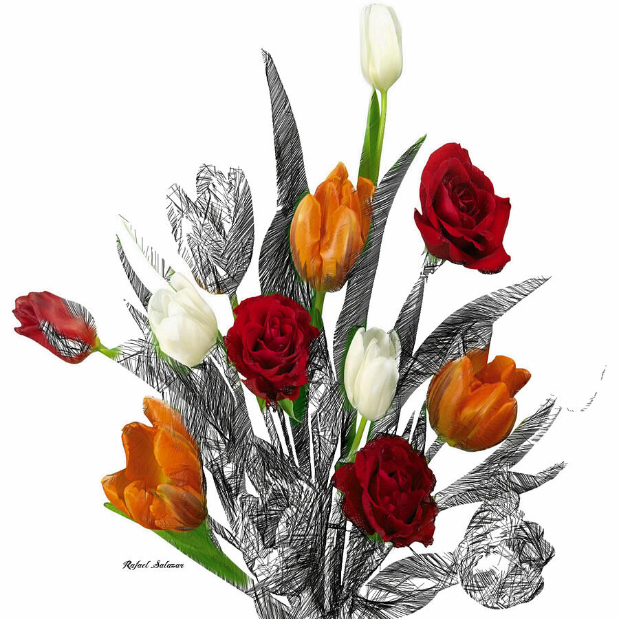 Flower Bouquet Digital Art by Rafael Salazar