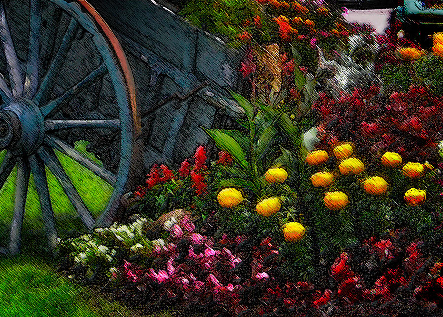 Flower Cart Digital Art by David Blank