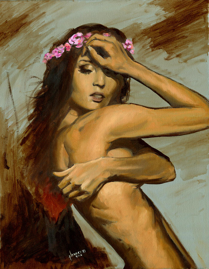 Flower Girl Painting - Flower crown by Luis  Navarro