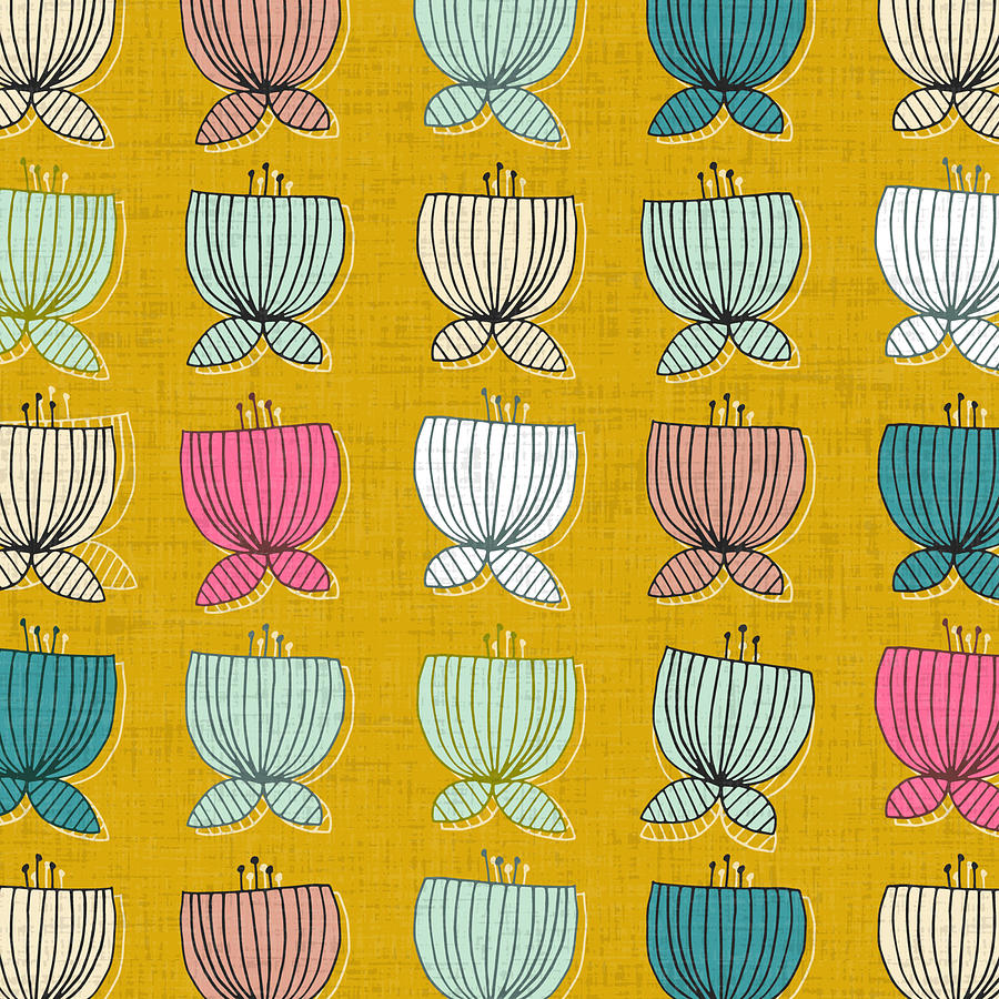 Flower Cups Yellow Drawing by MGL Meiklejohn Graphics Licensing