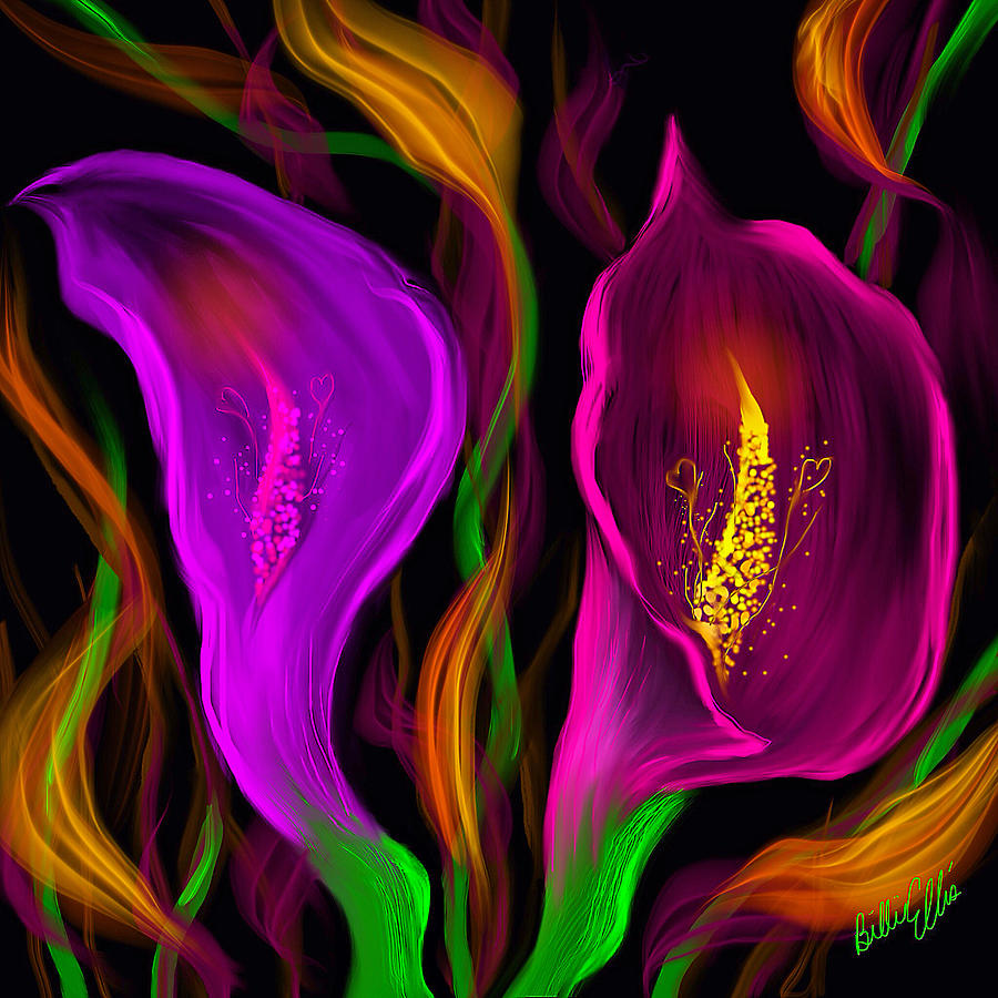 Flower Digital Art - Flower Electric Flame by Billie Jo Ellis