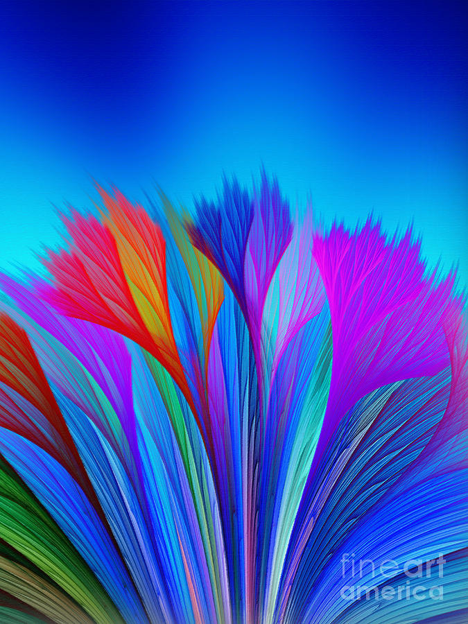 Flower Fantasy in Blue Digital Art by Klara Acel