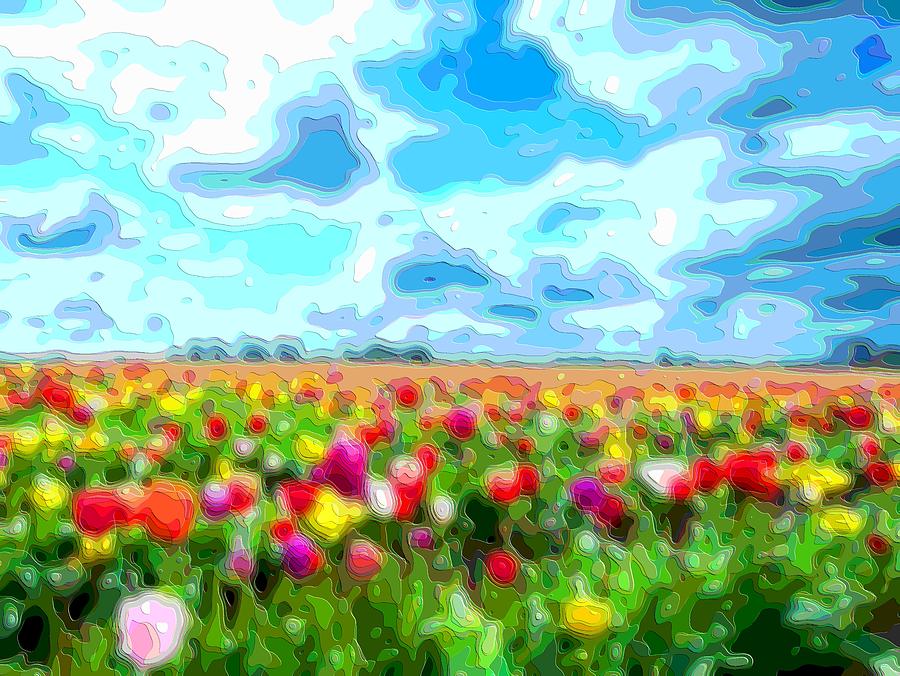 Flower Digital Art - Flower Field by Mary Clanahan