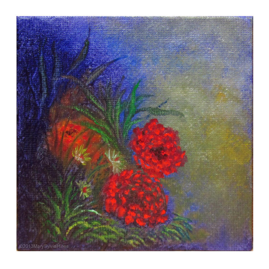 Flower Painting - Flower Garden v1 Mini Art by Mary Sylvia Hines