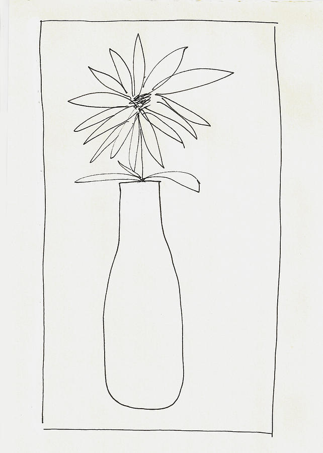 Still Life Drawing - Flower in a Milk Bottle by Rob Prince