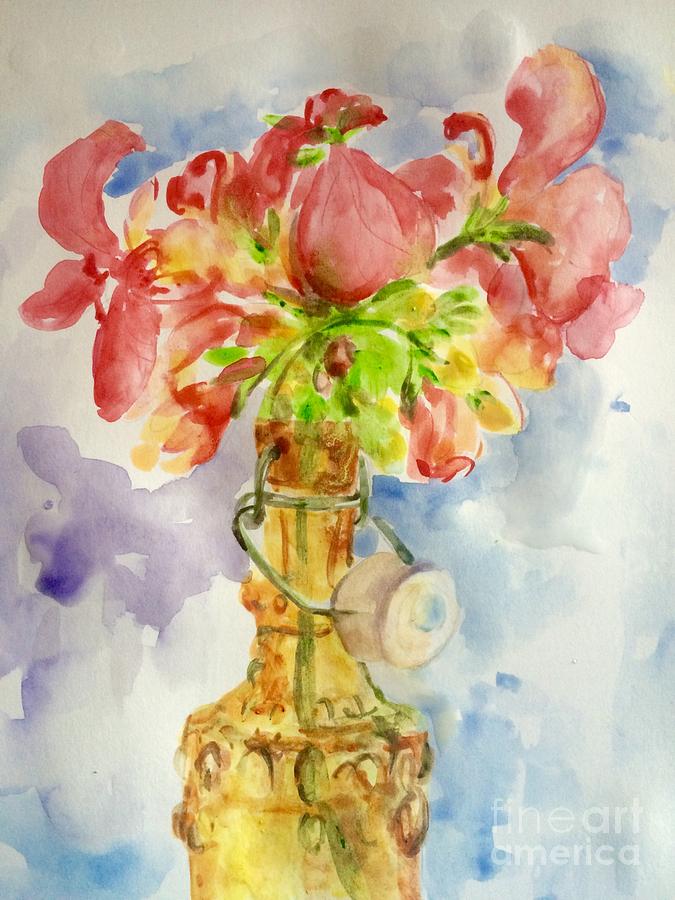 Flower In  Bottle Painting by Jieming Wang