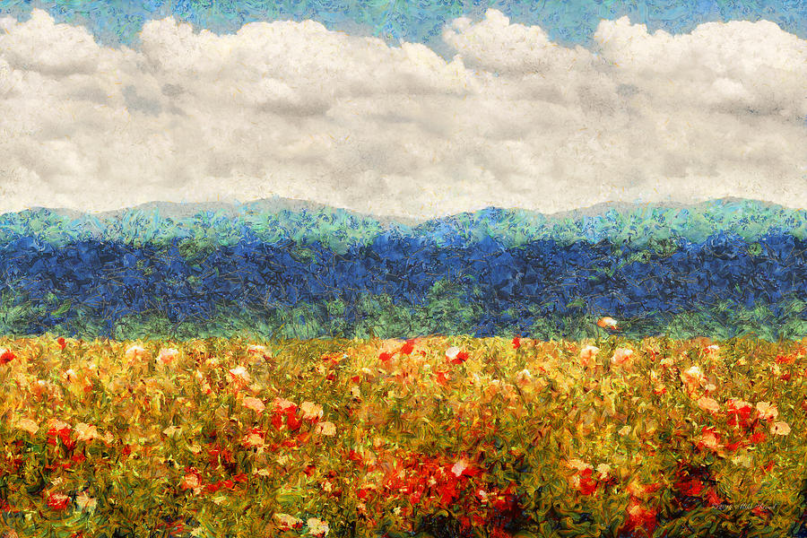 Poppy Digital Art - Flower - Landscape - Fragrant Valley by Mike Savad