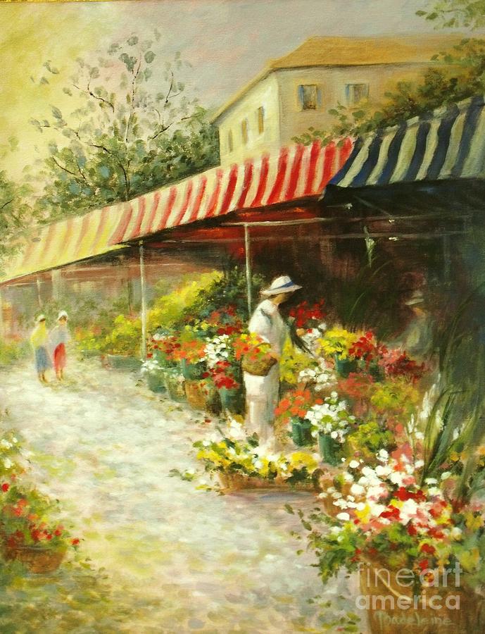 Impressionist Painting - Flower Market by Madeleine Holzberg