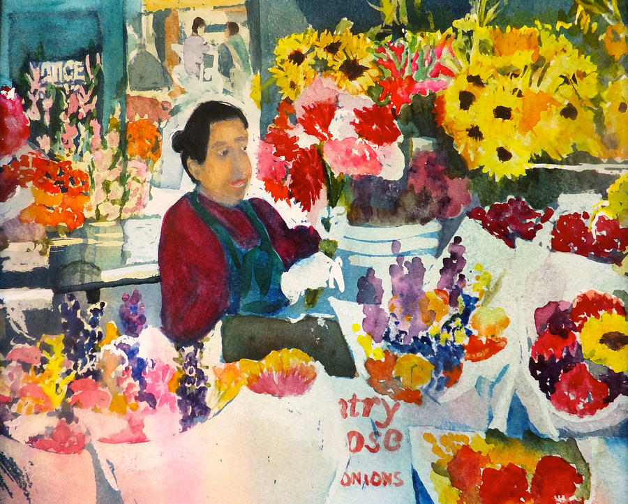 Flower Market Painting by Mary Gorman