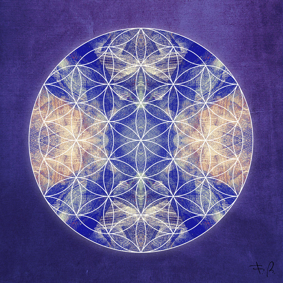 Flower of Life Blue Digital Art by Filippo B