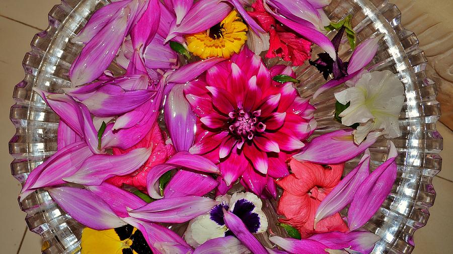 Flower Photograph - Flower Offerings - Jabalpur India by Kim Bemis