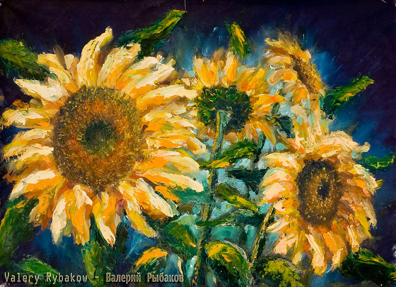 Flower painting Sunflowers Painting by Valery Rybakow - Fine Art America