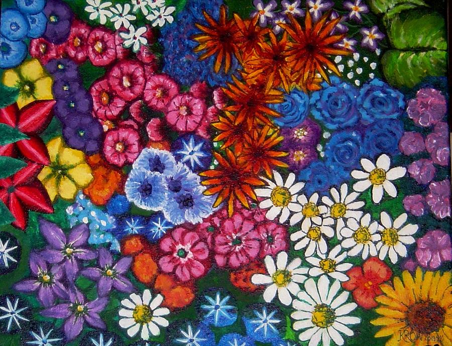 Flower Patch Painting by Karen Rowland - Fine Art America