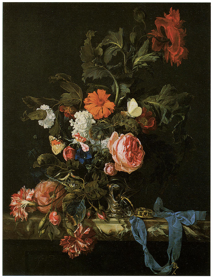 Willem Van Aelst Painting - Flower Piece by Willem Van Aelst