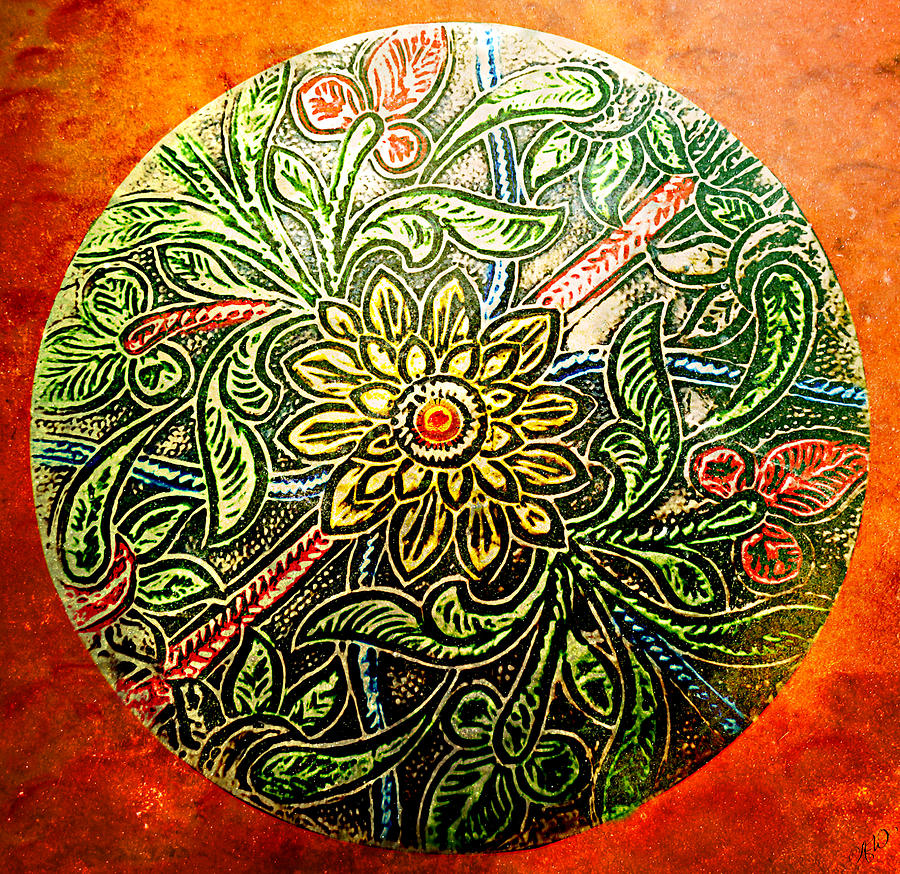 Flower Plate Painting by Ally  White