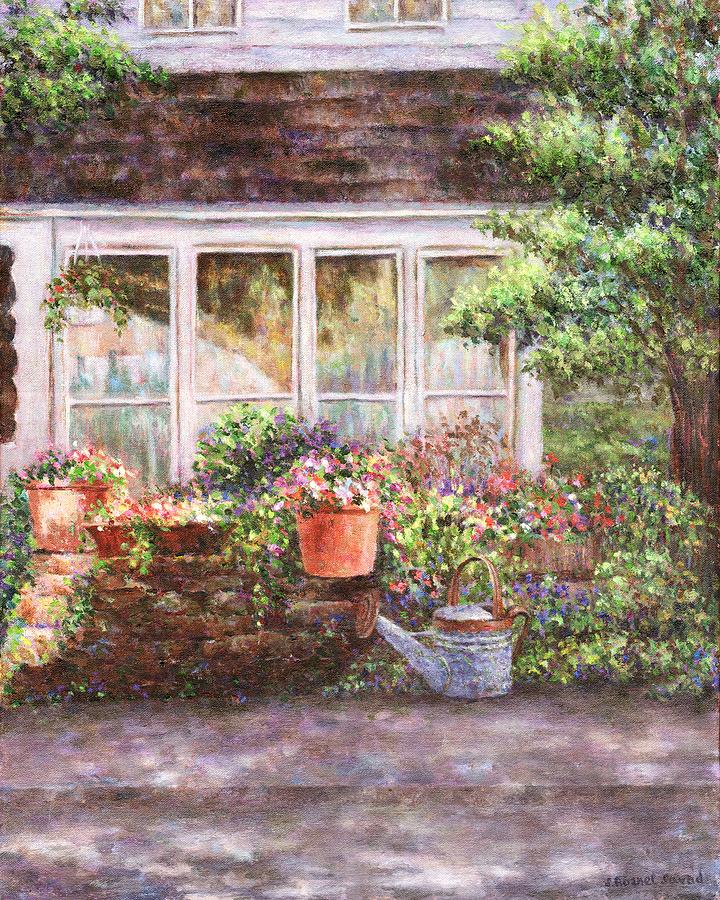 Flower Pots and a Flower Barrel Painting by Susan Savad