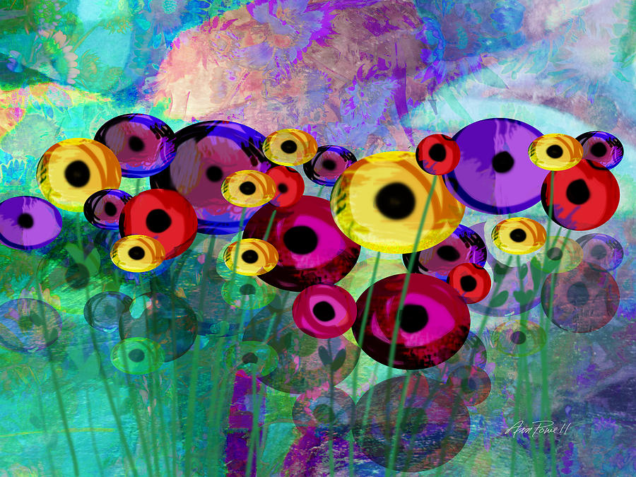 Flower Painting - Flower Power abstract art  by Ann Powell