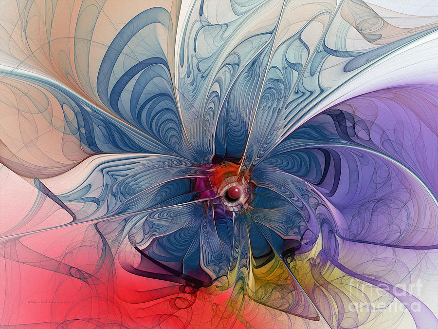 Abstract Digital Art - Flower Power-Fractal Art by Karin Kuhlmann