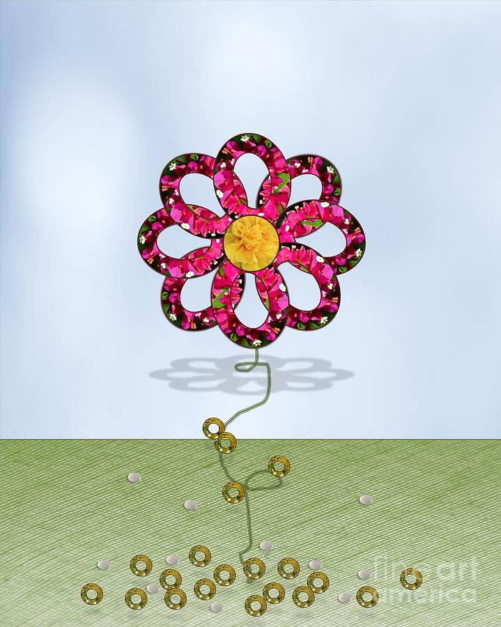 Flower Power- fuschia Digital Art by Darla Wood