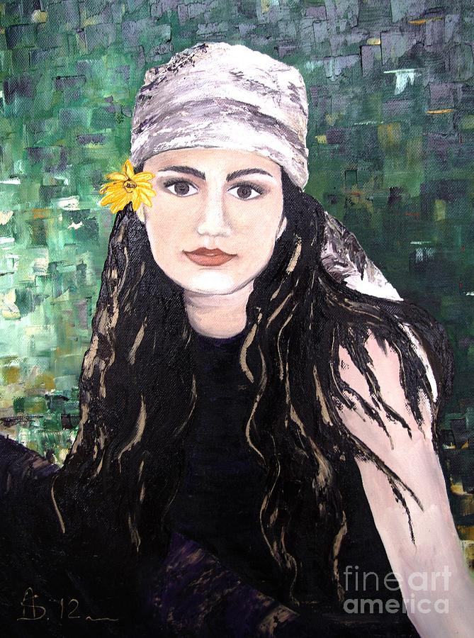 Flower Power Girl Painting by Amalia Suruceanu