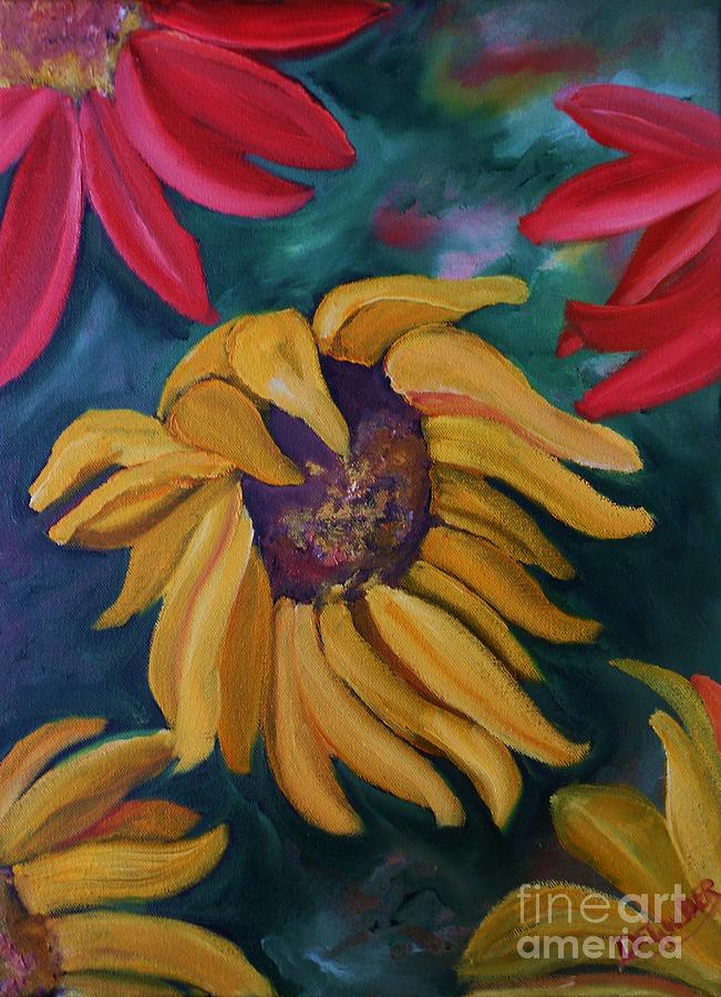 Abstract Mixed Media - Flower Power by Mary DeLawder