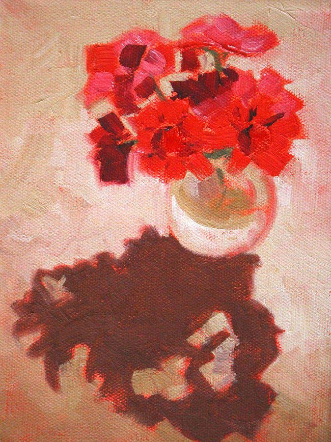 Flower Painting - Flower Shadows Still Life by Nancy Merkle