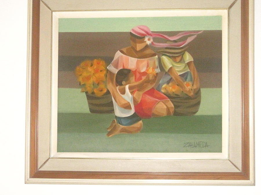 Flower Vendor Painting by Oscar Zalameda