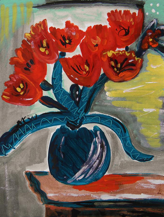 Flower with Red Shadow Painting by Mary Carol Williams