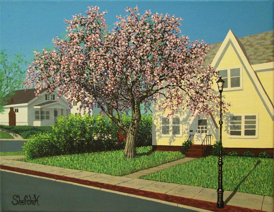 Flowering Crab Apple Tree Painting By Dan Shefchik