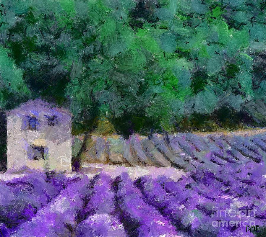 Flowering Field Of Lavender Painting by Dragica  Micki Fortuna
