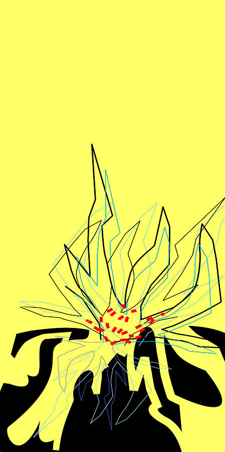 Abstract Digital Art - Flowering Forms Yellow and Black by Joel I Rabina