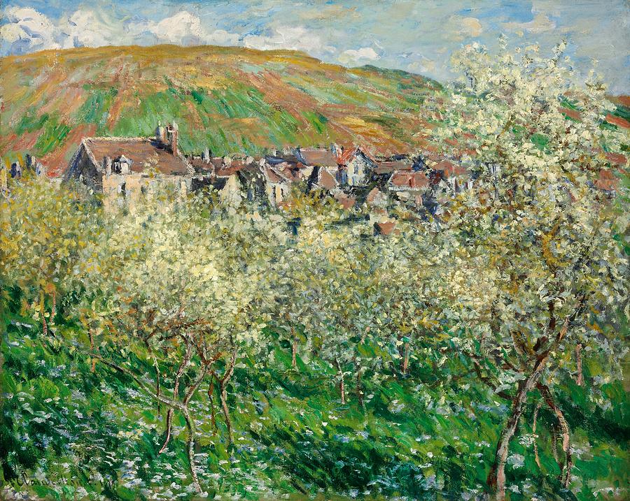 Claude Monet Painting - Flowering Plum Trees by Claude Monet