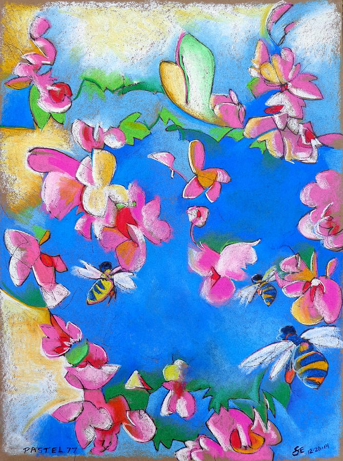 Flower Mixed Media - Flowers and Bees by Steve Emery