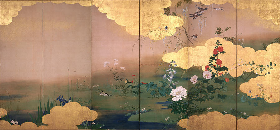 Flowers and Birds of the Four Seasons Painting by Shibata Zeshin