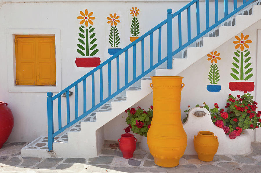 Adam Jones Photograph - Flowers And Colorful Pots, Chora by Adam Jones Adam Jones Photograph - Flowers And Colorful Pots, Chora by Adam Jones