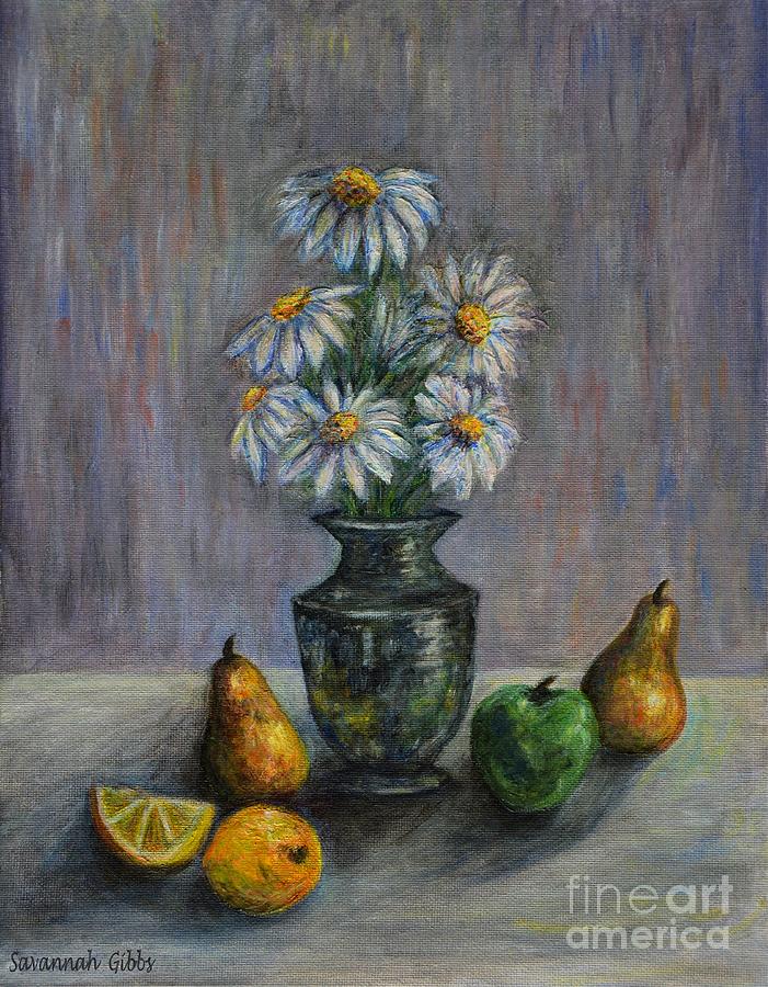 Flowers and Fruit  Painting by Savannah Gibbs