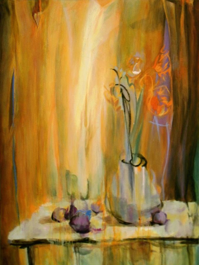 Flowers and Plums Painting by Madeleine Holzberg