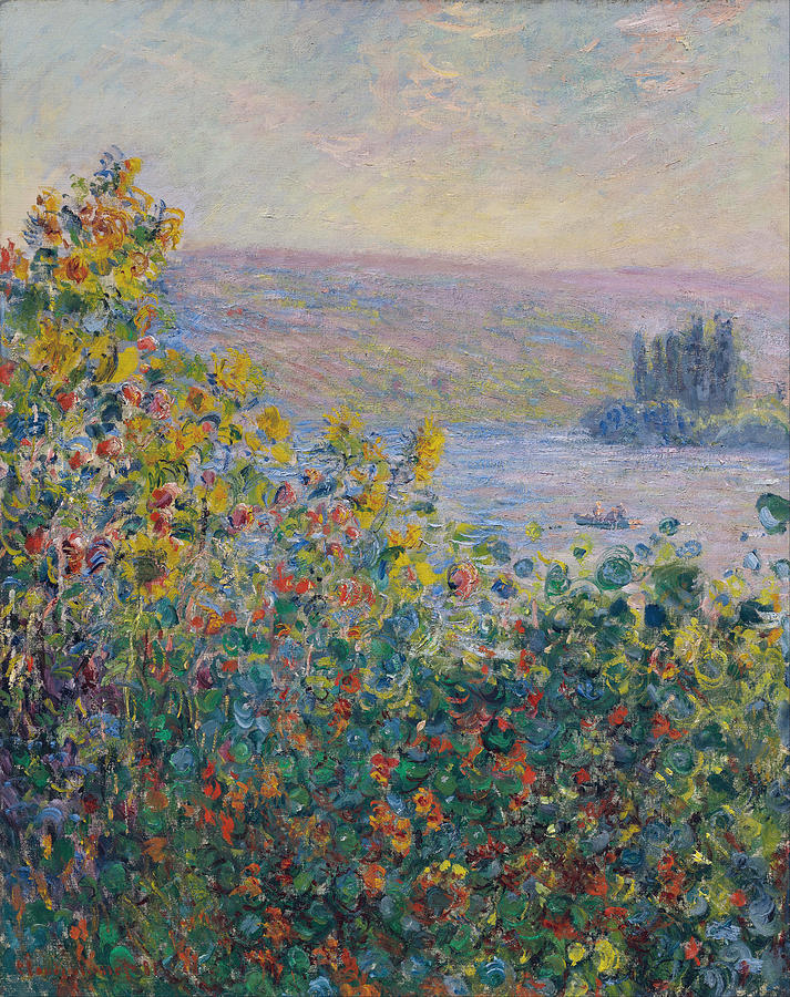 Flowers Beds at Vetheuil Painting by Claude Monet