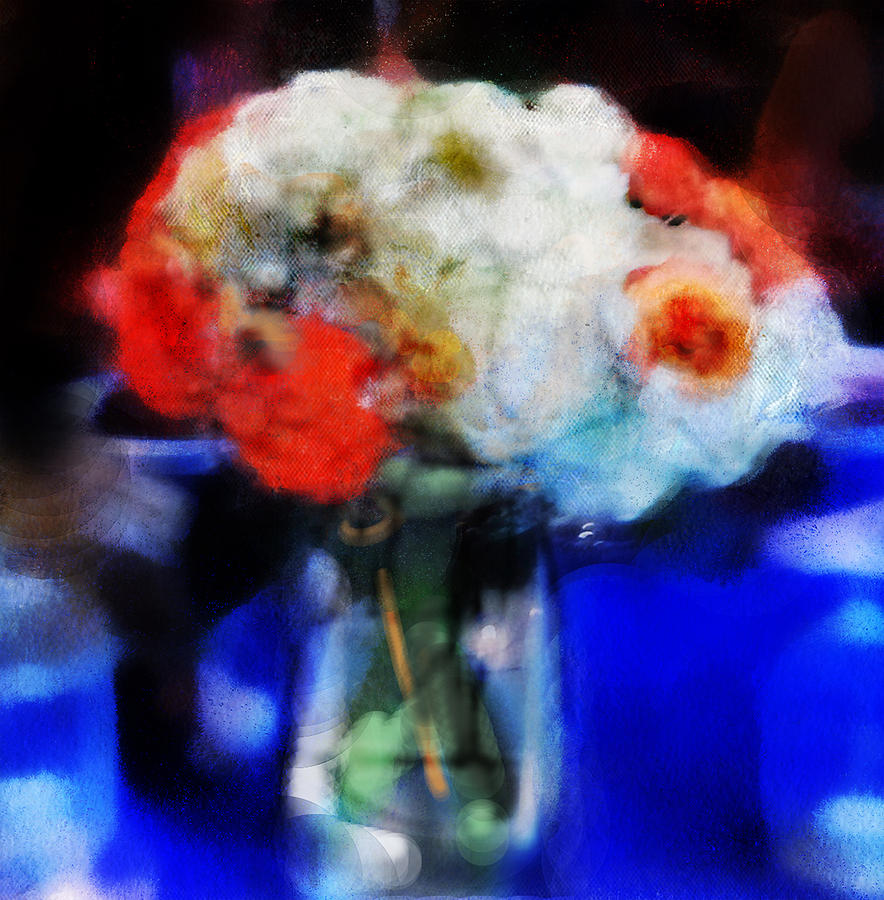 Still Life Digital Art - Flowers Blue by Kiki Williams