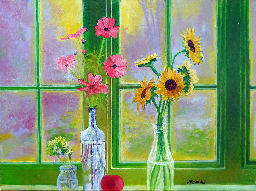 Flowers by the Window Painting by Joe Roache