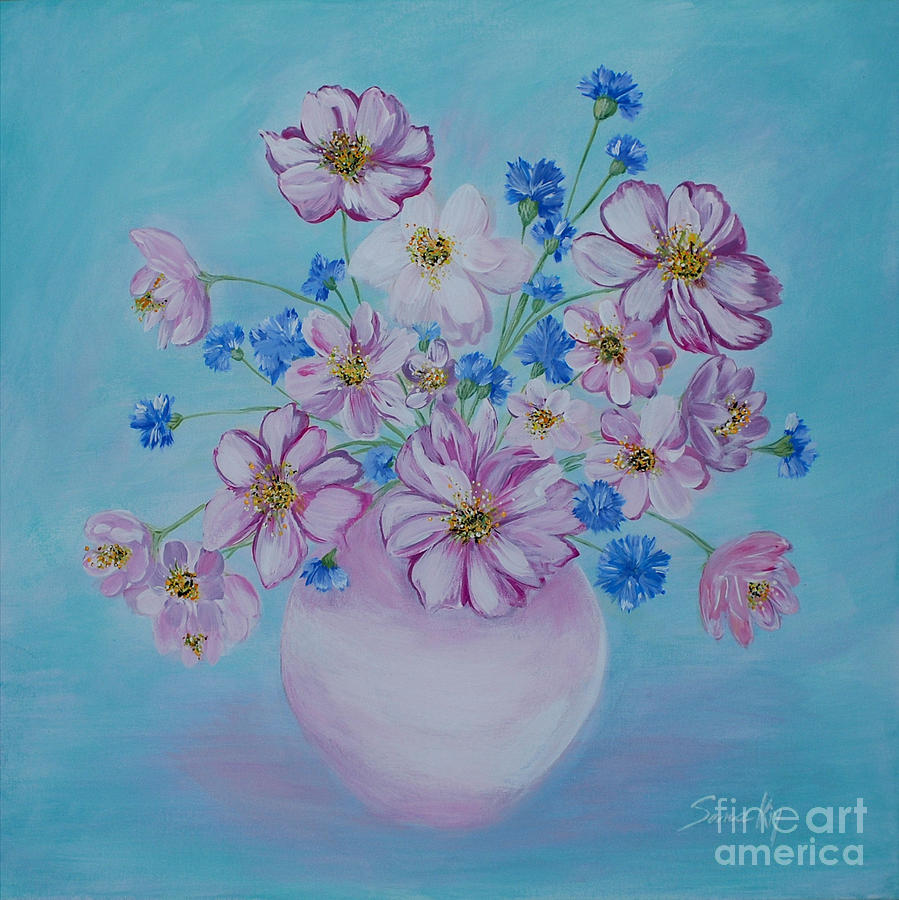 Flowers Card Painting by Oksana Semenchenko
