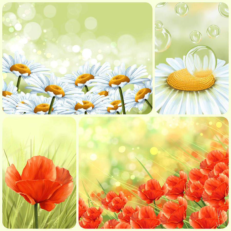 Flower Digital Art - Flowers collage by Veronica Minozzi