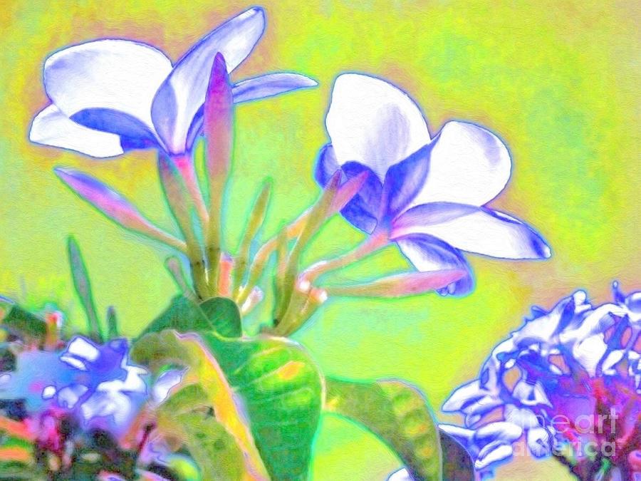 H Flowers Edged in Periwinkle - Horizontal  Painting by Lyn Voytershark