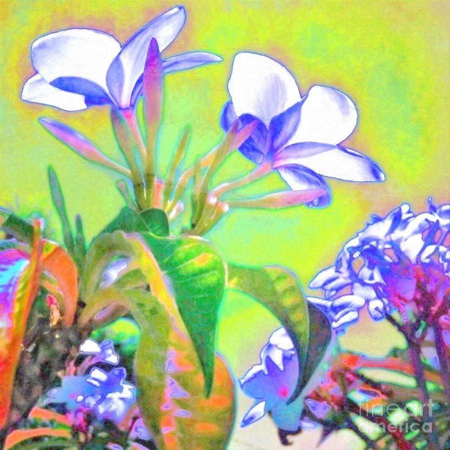 S Flowers Edged in Periwinkle - Square Painting by Lyn Voytershark