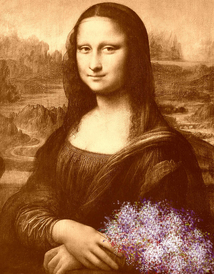Flowers for Mona Lisa Painting by Georgeta  Blanaru